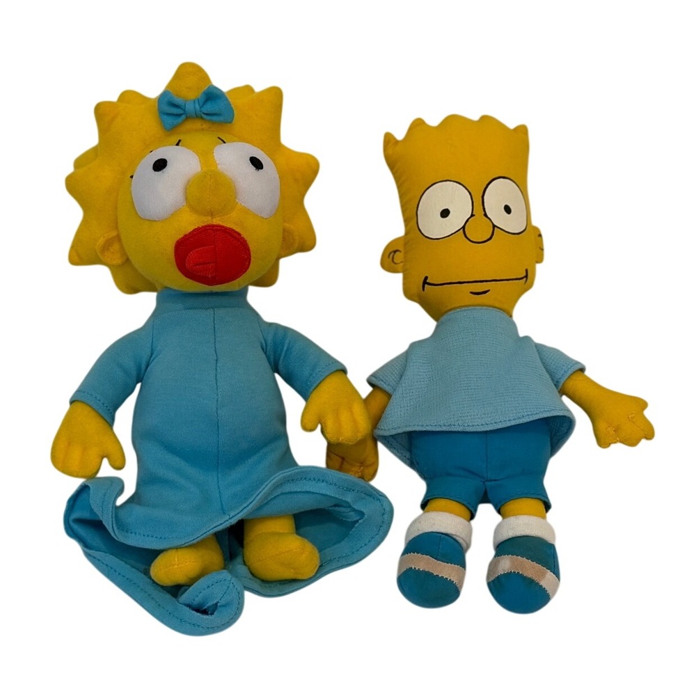 Vintage The Simpsons Bart and Maggie Plush Doll Set 1990 Matt Groening 10 inch